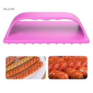  Mcehkf Hot Dog Slicing Dụng cụ cắt xúc xích cho thịt nướng Nhà bếp Bbq Dụng cụ cắt chó nóng Ham Cắt hoa văn Tiện ích nhà bếp Cắm trại ngoài trời Mới 