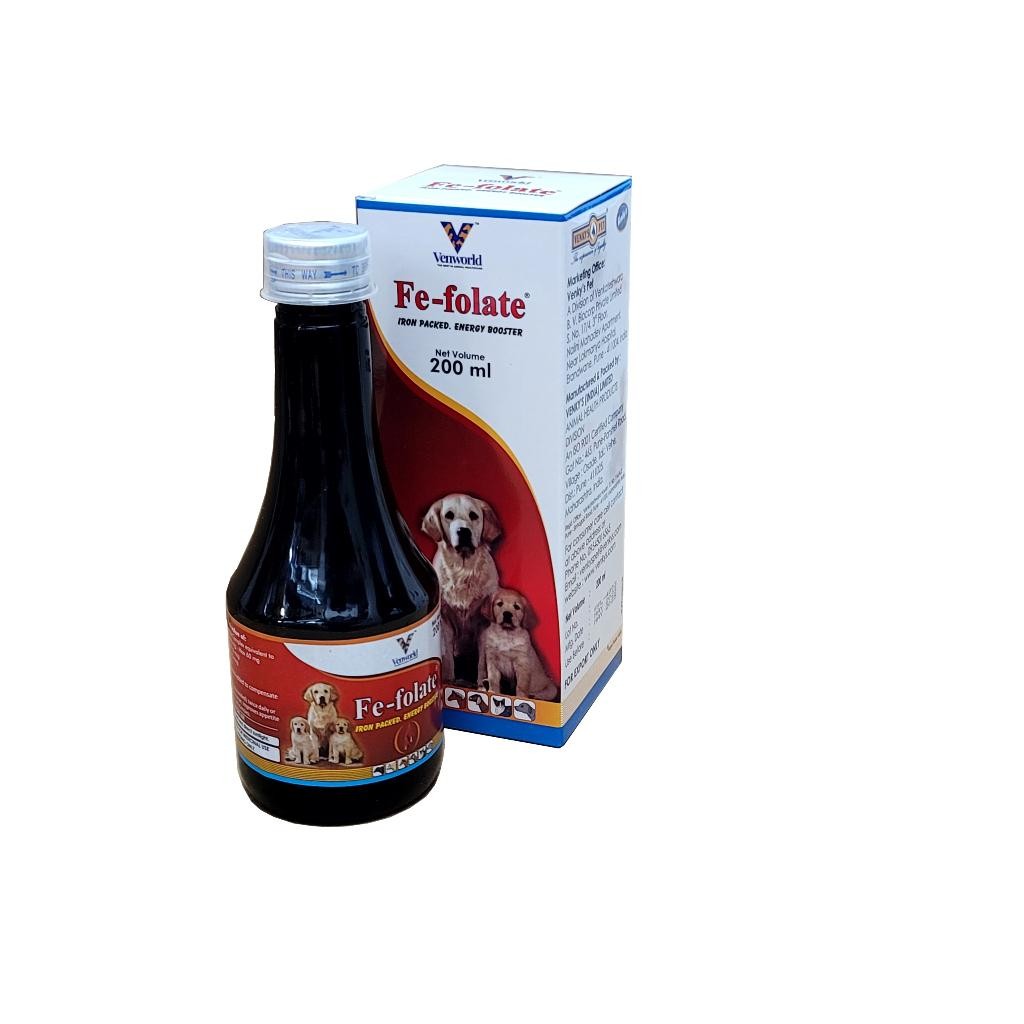 Siro cho chó mèo Venworld Fe-folate bổ sung sắt, vitamin B12 200ml Thế Giới Bốn Chân Pet Shop