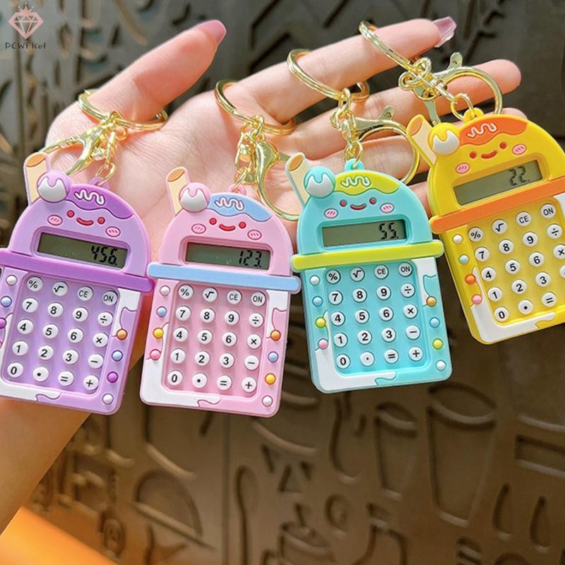 [Pcwkkef] 1 Máy Tính Móc Khóa Mini Máy Tính Di Động Với Sáng Tạo Dễ Thương Móc Khóa Hiển Thị 8 Chữ S