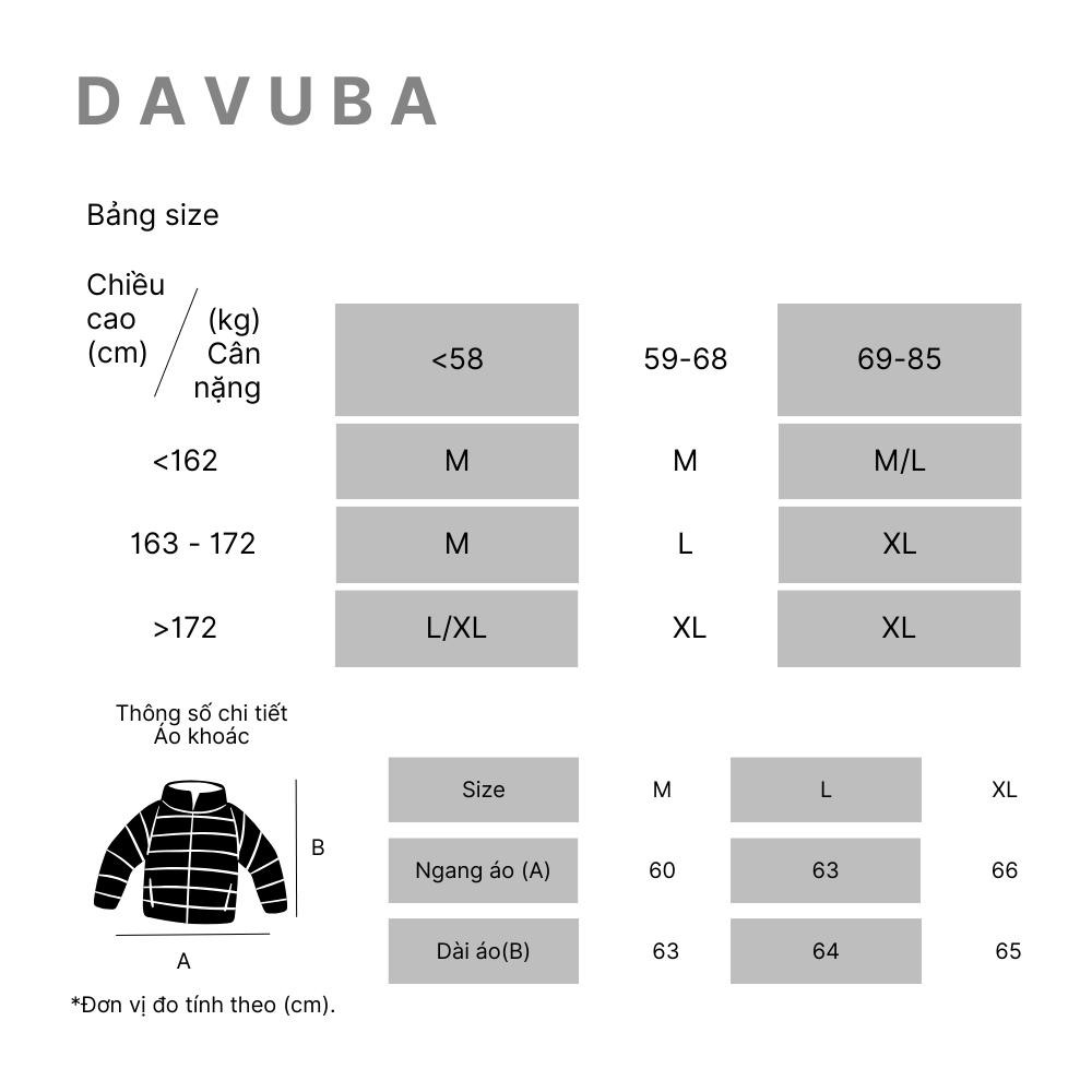 [Không Dồn Bông] Áo phao bông tấm DAVUBA cổ cao dày dặn SM116 | BigBuy360 - bigbuy360.vn