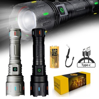 【Anna】LED Flashlight Rechargeable Strong Light TYPE-C USB Charging Waterproof