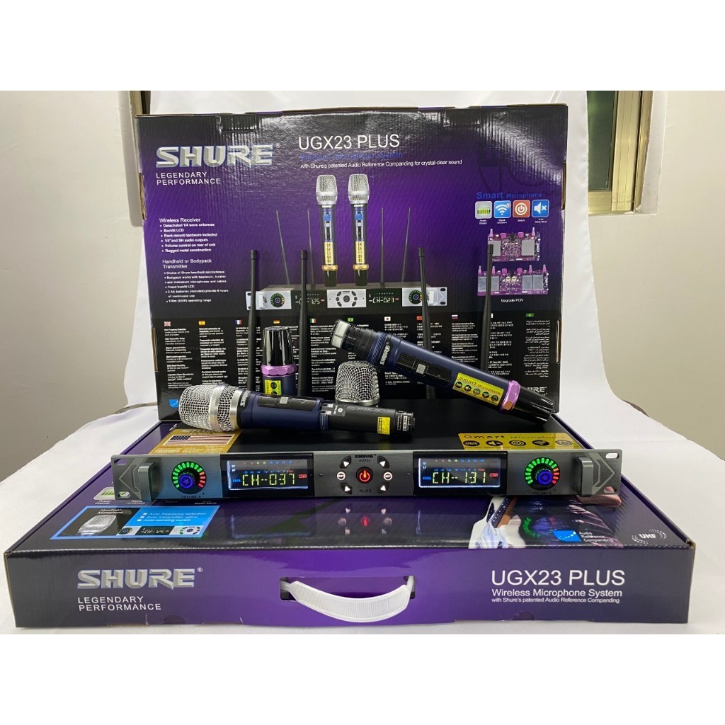 Micro không dây SHURE UGX23 PLUS Chính hãng ( 4 râu tiếp sóng)năm 2024 - Gia Khang Audio
