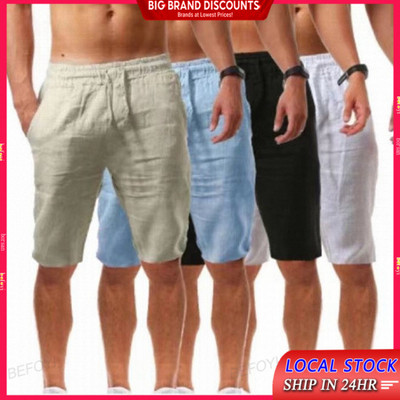 Quần Short Nam Vải Lanh Cotton Rời Và Thoáng Khí Capris Thể Thao Mùa Hè ZJ33