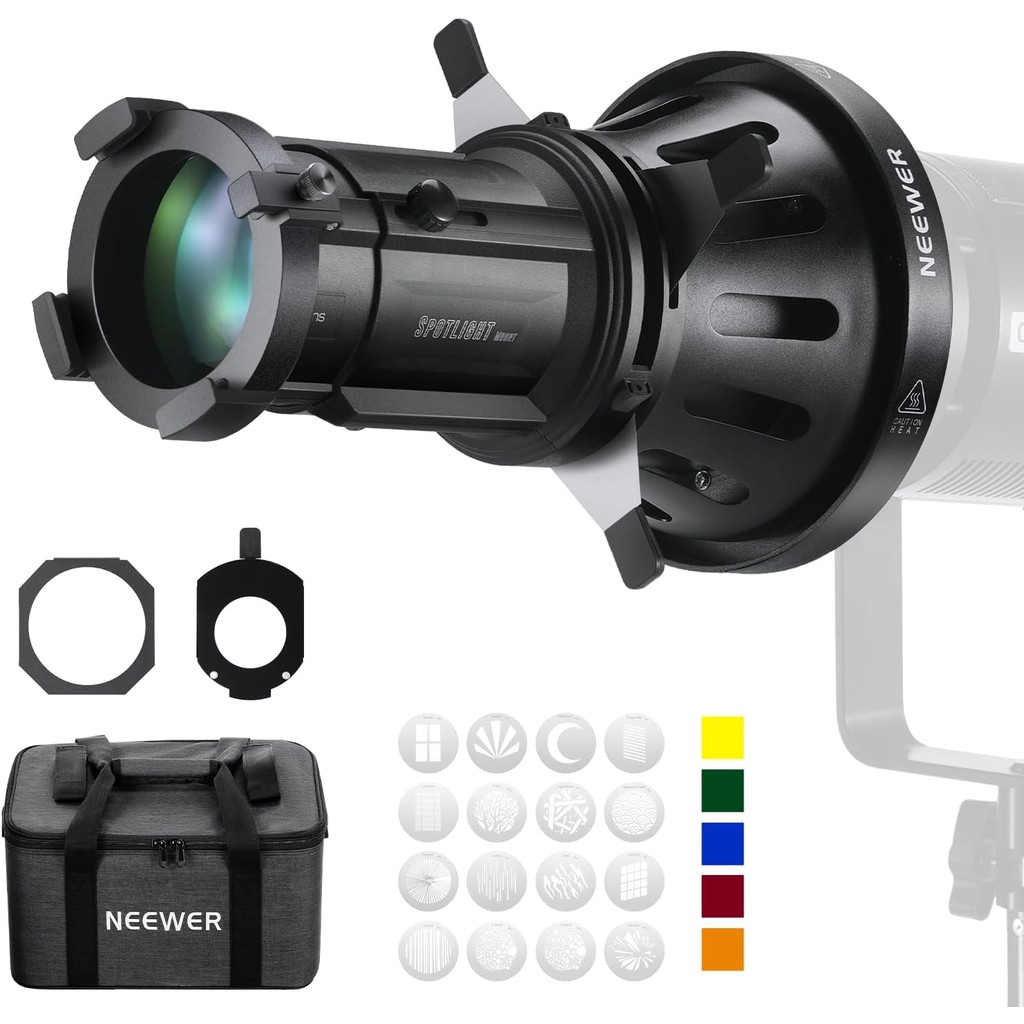 Neewer LS-39 20° Spotlight Hình nón Snoot Bowens Mount với 16 chiếc Gobos kim loại, túi