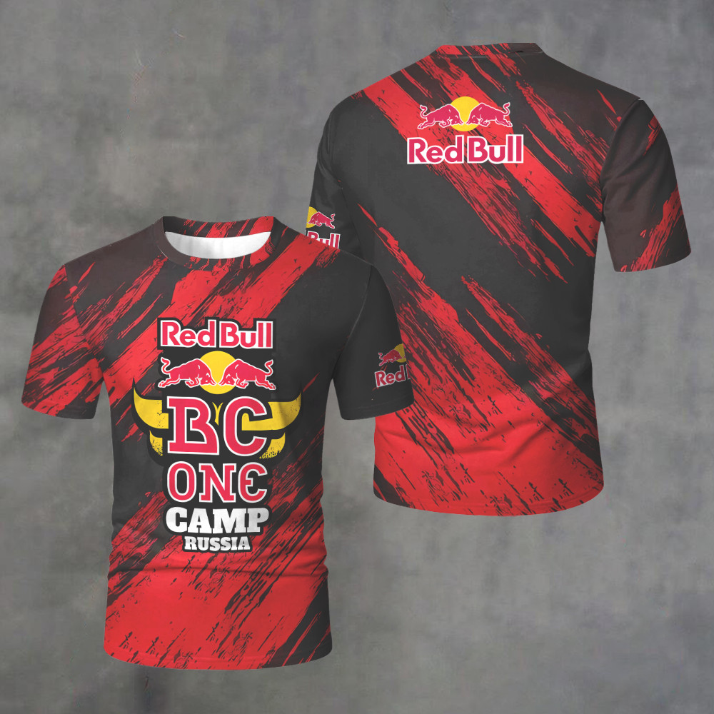 2025 Mới Red Bull Logo 3D In Hình Red Bull Thể Thao Ngoài Trời Cổ Tròn Tay Ngắn Red Bull Đi Xe Đạp Đ