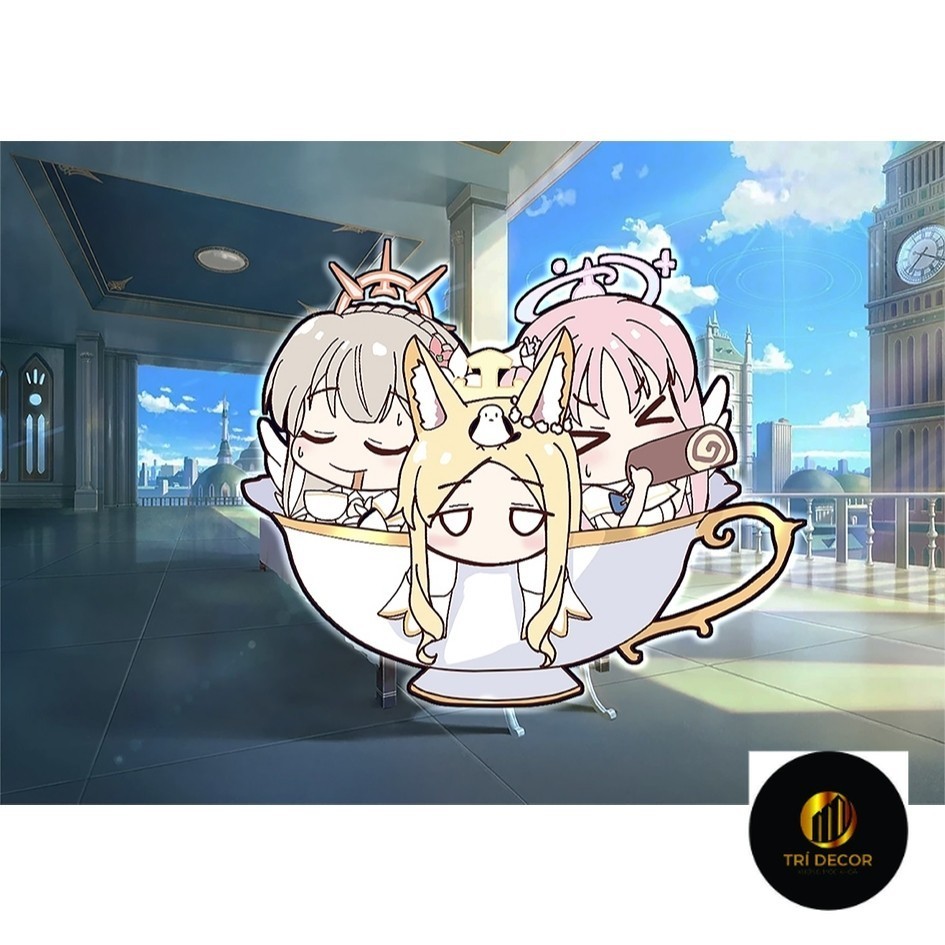 Móc Khóa Keyring 6cm Tea Party (Mika, Nagisa, Seia) Chibi Lưu Trữ Xanh (Blue Archive)