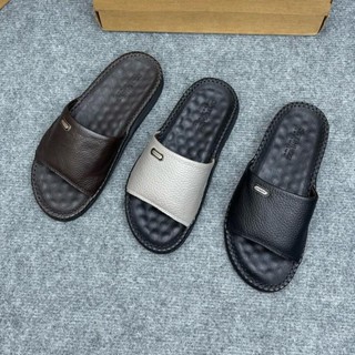  Dép Nam Quai Ngang Da Bò Thật - Khâu Chỉ Toàn Bộ - Đế Bằng Cao Su Đúc Êm Chân - Phù Hợp Mọi Độ Tuổi - Bảo Hành 3T-DTDA03 