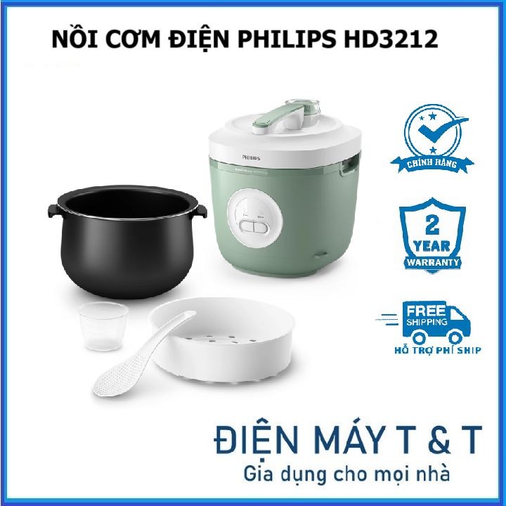 Nồi Cơm Điện Philips  HD3212/32 - XANH - dung tích 1,8L - Bảo hành 2 năm chính hãng