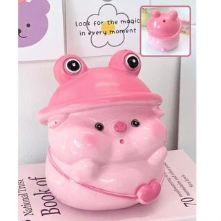   LỖ TRÒN  Heo đất Lợn đất ĐỘI MŨ ẾCH | size NHỎ | trang trí | quà tặng | ống tiết kiệm| 