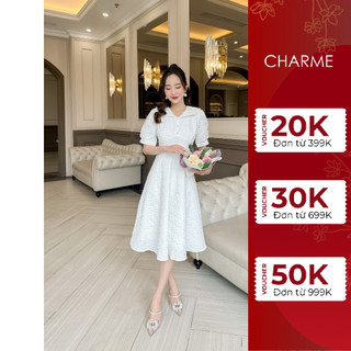 Váy Nữ Công Sở Tiểu Thư Dáng Xòe Charme 301013, Thiết Kế Cổ Sen Cúc Ngọc Thanh Lịch