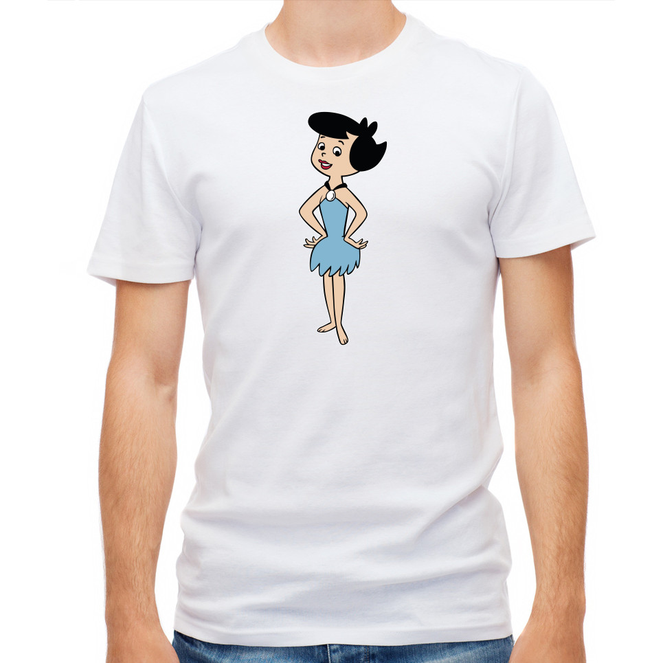 Áo thun nam tay ngắn màu trắng / đen The Flintstones L010