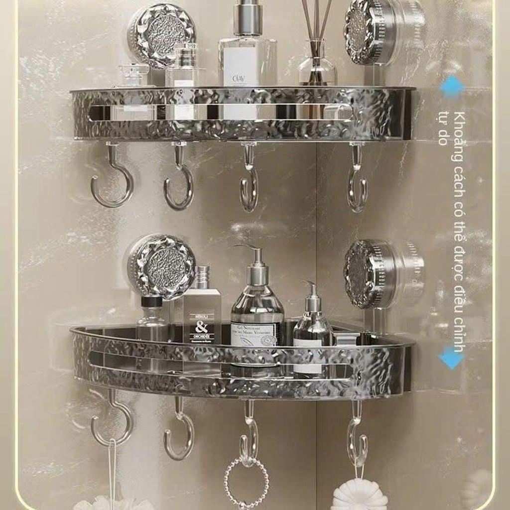 Kệ Góc Nhựa để đồ nhà tắm Hút Chân Không chắc chắn, có móc treo đồ - Kệ Để Đồ Nhà Tắm