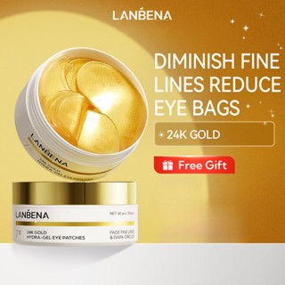 Lanbena Mặt nạ mắt vàng 24k Vòng tròn tối Làm sáng mắt Loại bỏ túi mắt Phai màu (60 chiếc)