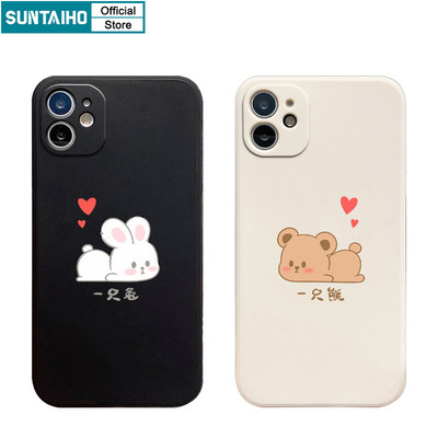 Suntaiho Hoạt Hình Dễ Thương Thỏ Và Gấu Họa Tiết Ốp Lưng Điện Thoại Silicon Mềm Cao Cấp Chống Sốc Cho iPhone 11 12 13 14 15 16 Pro max IP 7 8 Plus Iphon X Xs XR Xs max