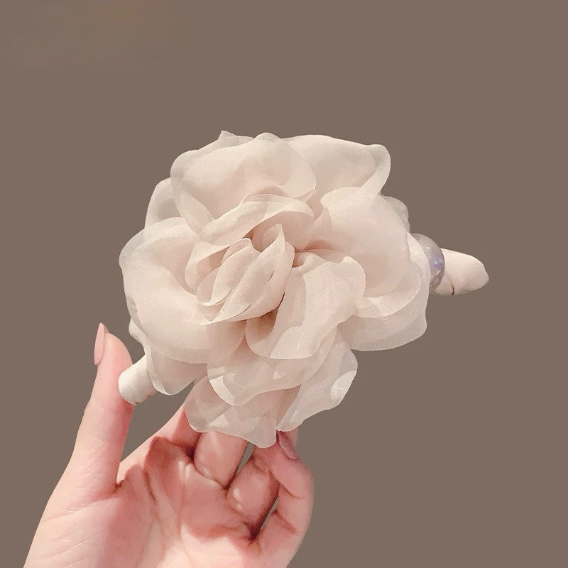 ( HÀNG CAO CẤP ) Kẹp Tóc Hoa Hồng Voan Hàn 13cm Kẹp Bọc Lụa, 9cm Kẹp Sóng