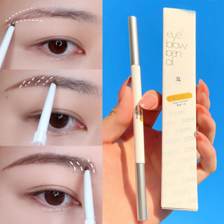 Bút chì kẻ mày siêu mỏng chống thấm mồ hôi không thấm nước, đầu đôi màu nâu đen có bàn chải lông mày