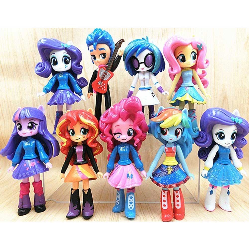 9pcs My Little Pony Equestria Girls Theme Park Collection Minis Dolls Figures Set