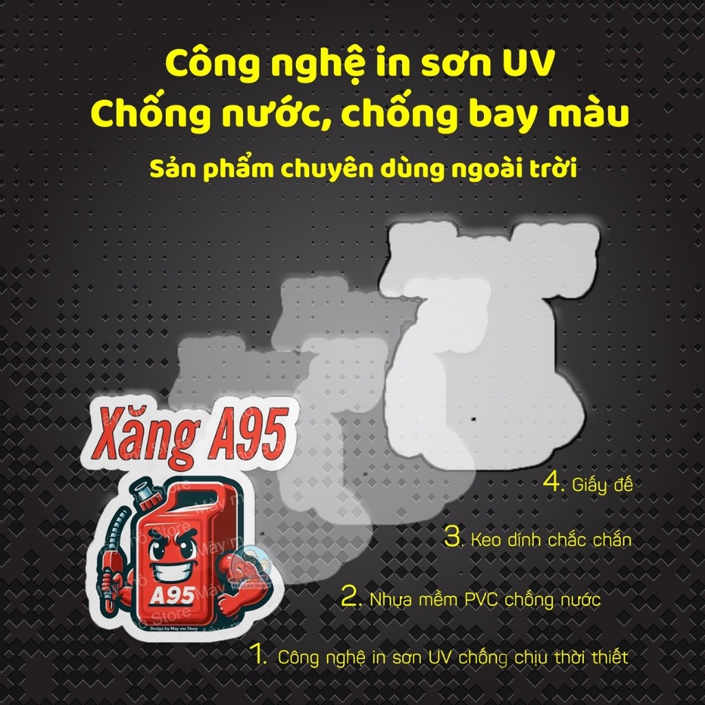 Tem dán nắp bình xăng dầu ô tô, decal xăng a95 nha anh, dầu diesel 001S dán xe, miếng dán nhiên liệu