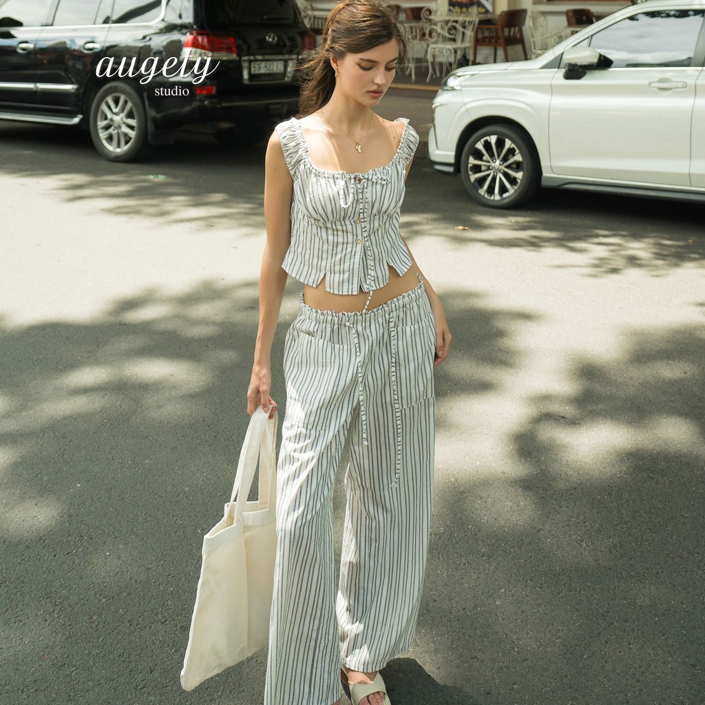 Quần Dài Ống Suông Linen Kẻ Sọc Augety Studio, JOSIE Pants