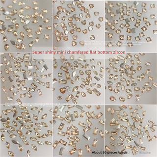 Bộ 50 trang sức kim cương mini vát phẳng sáng bóng trang trí móng tay bằng kim cương / Màu rượu sâm panh hình giọt nước mắt ngựa trang trí móng tay tình yêu / đồ trang sức tự làm