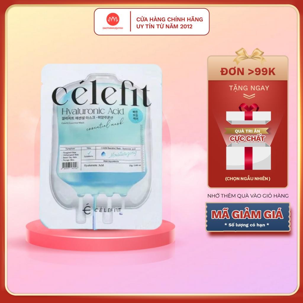 Mặt nạ Celefit Essential Mask Hyaluronic Acid dưỡng da, giữ ẩm cho da luôn căng tràn sức sống 23g