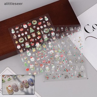 Er Hoạt Hình Dán Móng Tay 5D Dập Nổi Nơ Cây Giáng Sinh Pha Lê Kim Cương Dễ Thương Mùa Đông Xmas Khắc Móng Tay Đầu n