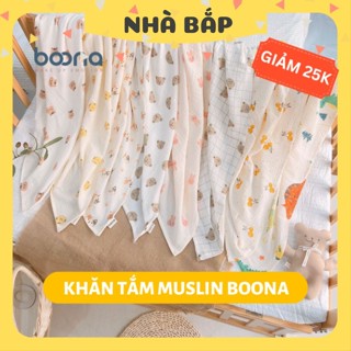  Khăn tắm cho bé muslin Boona chính hãng mềm mịn đa năng cho bé sơ sinh 90 x 90 cm - Nhà Bắp Store 