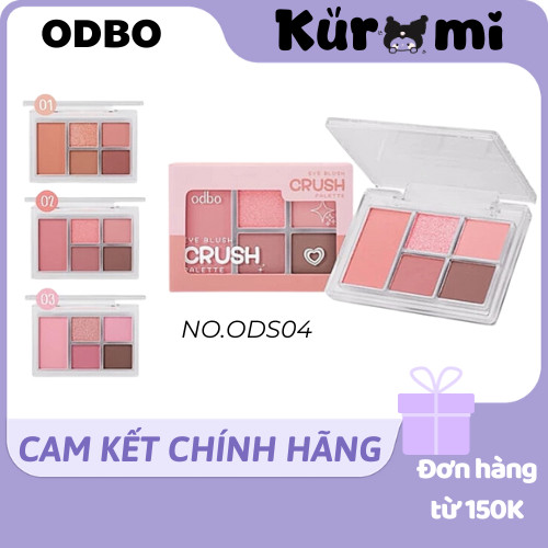   ODBO  Phấn Mắt Kèm Má Hồng Odbo 5 Ô Crush Eye Blush Palette ODS04 Odbo nội địa Thái Lan 6g mịn lì lâu trôi màu chuẩn 