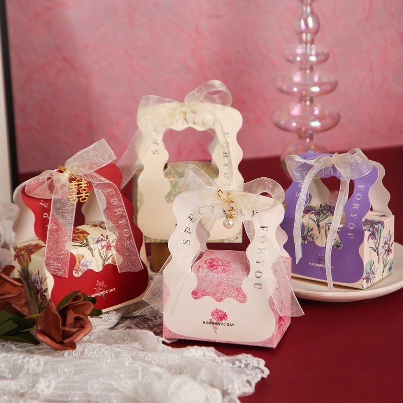 Túi hộp quà cưới, bánh kẹo, socola, son LaDy...Hộp quà Vintage kèm ruy băng - (3 size ) HeBe Store