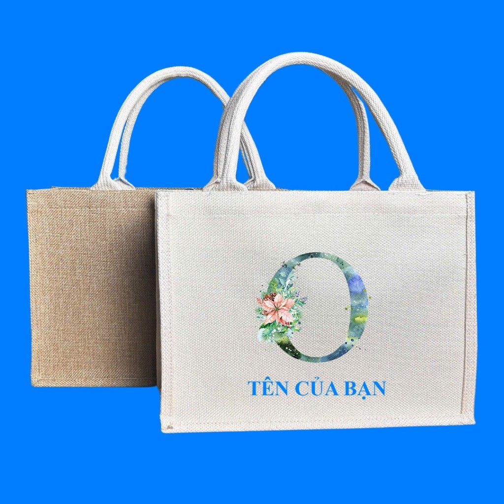 Túi vải Linen iCase đa dạng kiểu dáng, kích thước 35x25x11cm in chữ cái đầu trong tên (OPQRSTUVWXYZ)