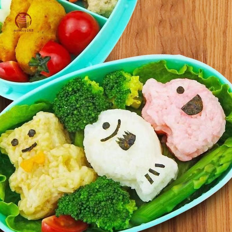 myoloy 3pcs Cartoon Shape Rice Set Sushi Roll Sushi Mold Rice Bento Press Mold DIY Tools Kitchen Acc
