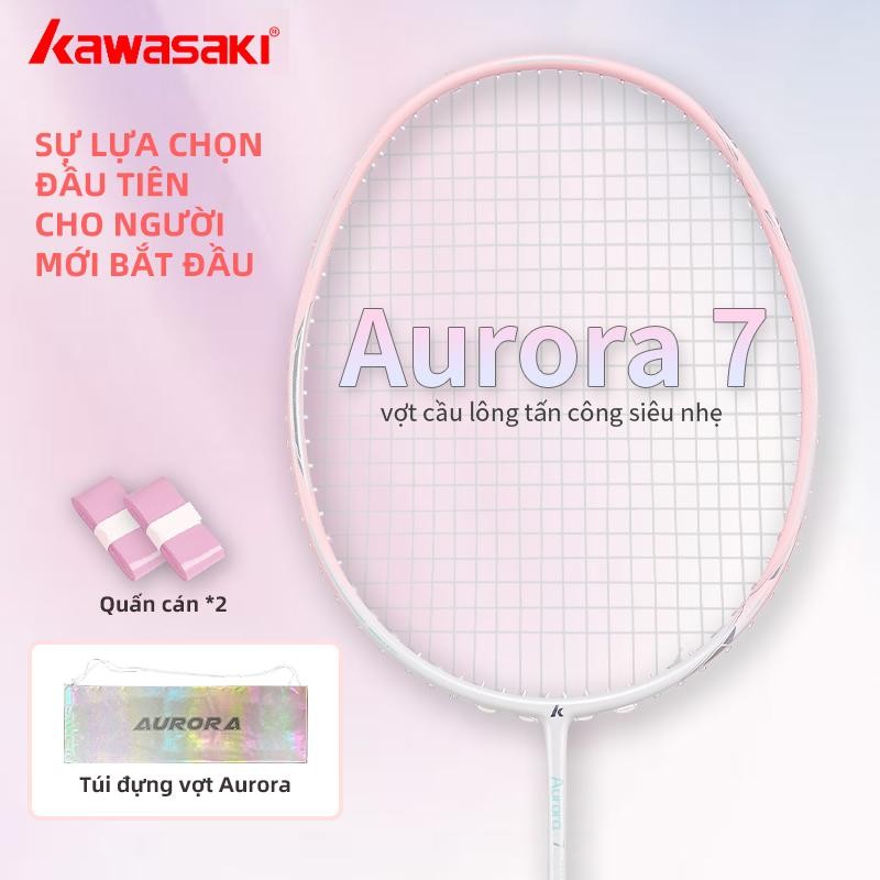 Vợt cầu lông Kawasaki Aurora 7, Carbon 5U G6 Phù hợp với người trẻ, Tặng 1 Túi nhung, 1 Băng dính