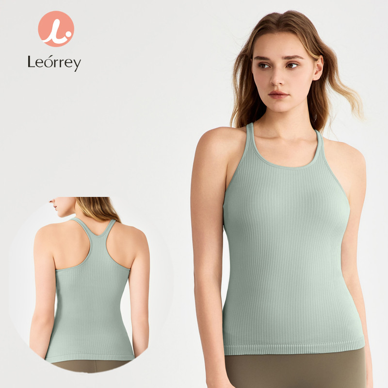 Leorrey-Áo Yoga Áo Yoga Co Giãn Cao Áo Yoga Liền Mạch Có Đệm Áo Yoga Ôm