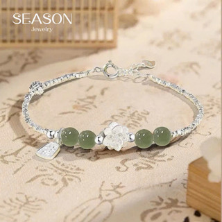 Vòng Tay Bạc Ánh Sáng Ngọc sáng Chúc May Mắn, lắc tay bạc ngọc.