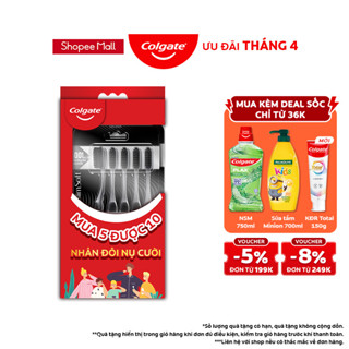[Tặng 5 bàn chải] Combo 5 Bàn chải Colgate SlimSoft Charcoal than hoạt tính kháng khuẩn