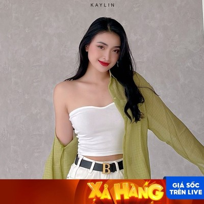 Áo thun KAYLIN ống croptop ôm body không dây viền trái tim phong cách N1833