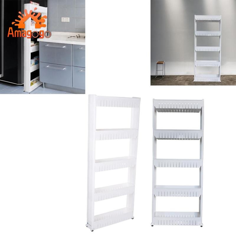 Bộ sắp xếp kệ di động Amagogo với kệ lưu trữ 5 tầng, Giá đựng thức ăn cho hẹp