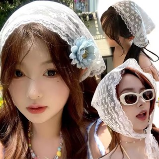 Dễ Thương Mục Vụ Mùa Hè Khăn Hàn Quốc INS Thời Trang Ren Đầu Tam Giác Headwrap Dành Cho Nữ Cô Gái Ngọt Ngào Phụ Kiện Tóc