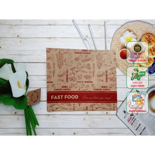 Tam giác đựng bánh mì Doner Kebab - Hamburger - Đồ ăn nhanh Fast Food - 1000 túi tam giác kraft nâu 17x19