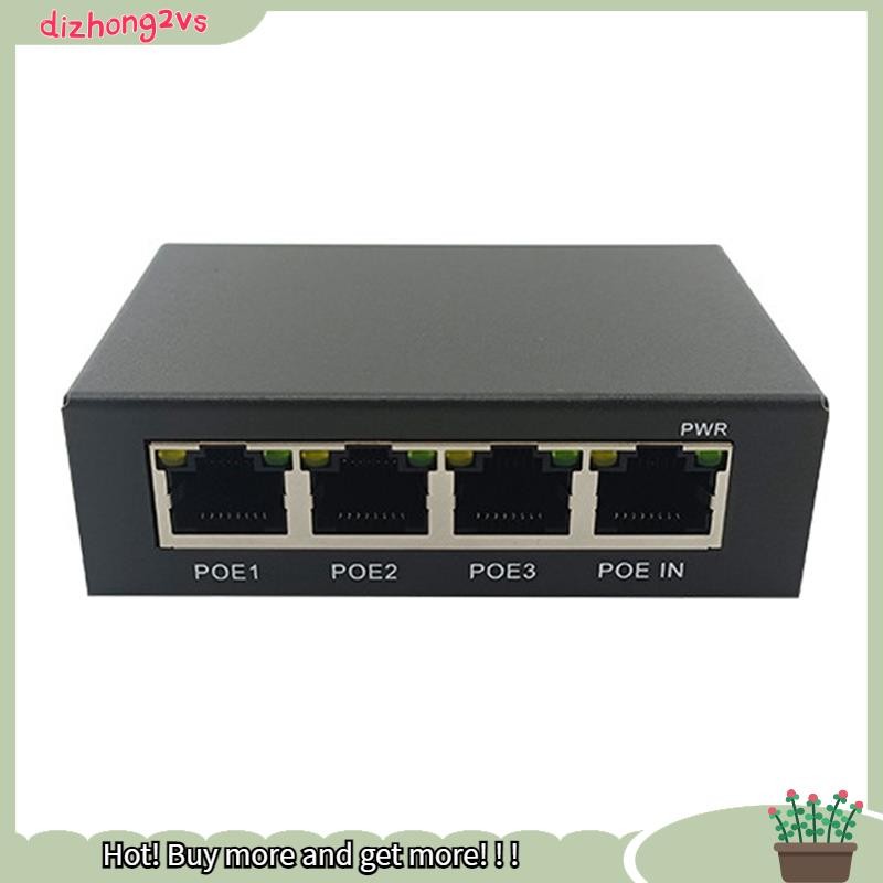 [dizhong2vs] 1 Bộ mở rộng Gigabit POE 4 cổng Bộ mở rộng công tắc mạng 100 / 1000M Kim loại màu đen c