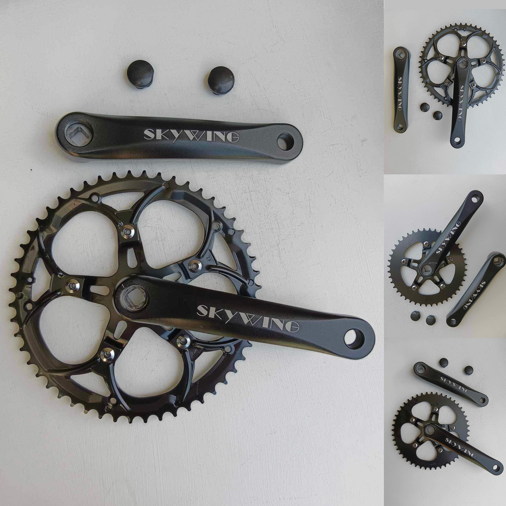 Đùi đĩa cơ bản 1 tầng cho xe đạp Fixed Gear Đen MT72-44T 48T 52T Giò dĩa cốt vuông nhôm đen gắn fixe
