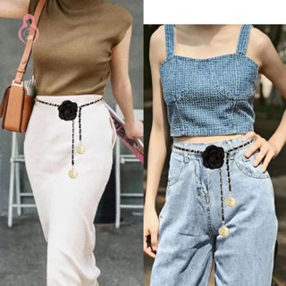 [Mmbb] Thắt lưng dây xích mặt hoa trà thanh lịch thời trang cho nữ  OHG
