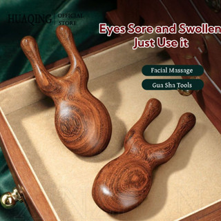 Máy mát xa kinh tuyến gỗ đàn hương - Lược Massage hai ngón đầu mắt - Dụng cụ cạo toàn thân - Lược chống tĩnh điện tuần hoàn máu cho cổ vai, cầu mũi, da đầu