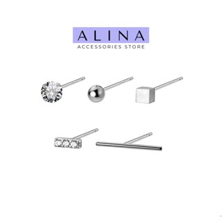 Set Bông Tai Nụ Đá Bạc 925  Hoa Tai Đá Đeo Nhiều Lỗ Nhỏ Đơn Giản Phù Hợp Đeo Vành Tai 0632 C12