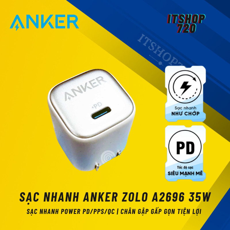 Sạc Nhanh Anker Zolo A2696 35W PD/PPS/QC - A2696 - Bảo hành 12 tháng - ITSHOP720