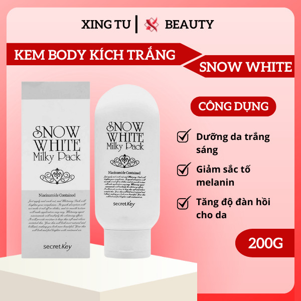 Kem Ủ Trắng Body Snow White kích trắng da body Kem dưỡng trắng Secret Key Snow White Milky Pack nâng