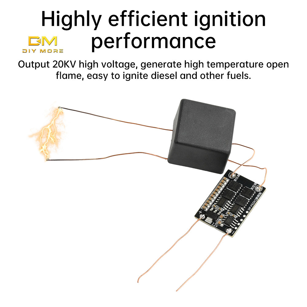 Diymore DC 4-12V đến AC 20KV Nhiệt Độ Cao Mở Ngọn Lửa 12V Mô Đun Đánh Lửa Mô Đun Điện Áp Cao Cho Lò 