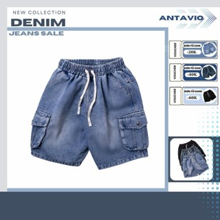 Quần short jean nam, quần jean ngắn ANTAVIO chất liệu jean mềm mại 3 màu M-3XL 45-90KG 2686