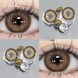 Set 2 Kính Áp Tròng Màu Đen contact lenses 0 ~ -8.00 black len 14.5mm lens cận lens nâu bean black 006