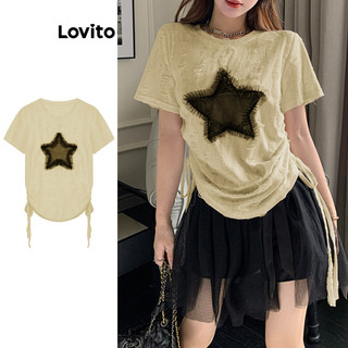 Áo thun Lovito họa tiết ngôi sao phong cách thường ngày cho nữ LNA53065